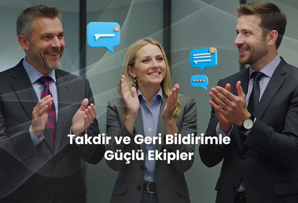 Vidobu LMS takdir ve geri bildirim özelliği ile çalışanların motivasyonunu artıran ekip görseli.